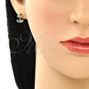 Oro Laminado Stud Earring, Gold Filled Style Anchor Design, with Multicolor Micro Pave, Polished, Golden Finish, 02.210.0410.1