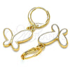 Oro Laminado Dangle Earring, Gold Filled Style Butterfly Design, White Enamel Finish, Golden Finish, 02.377.0025
