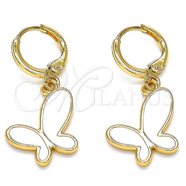 Gold Filled Ring — Dangle Earring Butterfly Design White Enamel 02. — main product view — SKU 134904 | Oro Laminado anillo — Dangle Earring Butterfly diseño blanco Enamel 02. — SKU 134904
