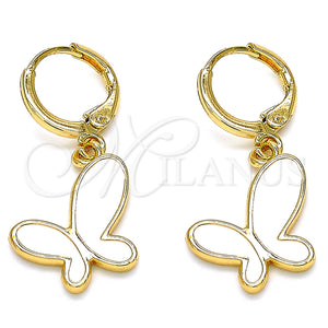 Gold Filled Ring — Dangle Earring Butterfly Design White Enamel 02. — main product view — SKU 134904 | Oro Laminado anillo — Dangle Earring Butterfly diseño blanco Enamel 02. — SKU 134904