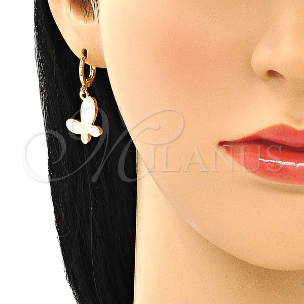 Gold Filled Ring — Dangle Earring Butterfly Design Pink Enamel 02. — alternate product view — SKU 134905 | Oro Laminado anillo — Dangle Earring Butterfly diseño Pink Enamel 02. — SKU 134905