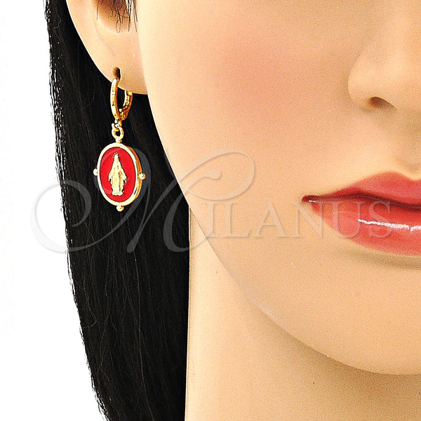 Gold Filled Ring — Dangle Earring Virgen Maria Design Red Enamel 02. — alternate product view — SKU 134907 | Oro Laminado anillo — Dangle Earring Virgen Maria diseño Red Enamel 02. — SKU 134907