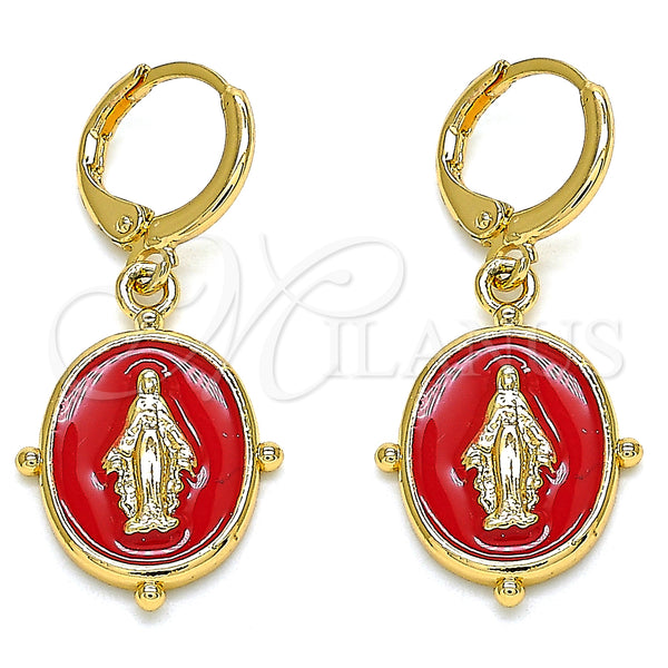 Gold Filled Ring — Dangle Earring Virgen Maria Design Red Enamel 02. — main product view — SKU 134907 | Oro Laminado anillo — Dangle Earring Virgen Maria diseño Red Enamel 02. — SKU 134907