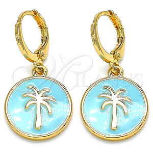 Gold Filled Ring — Dangle Earring Tree Design Turquoise Enamel 02. — main product view — SKU 134908 | Oro Laminado anillo — Dangle Earring Tree diseño Turquoise Enamel 02. — SKU 134908