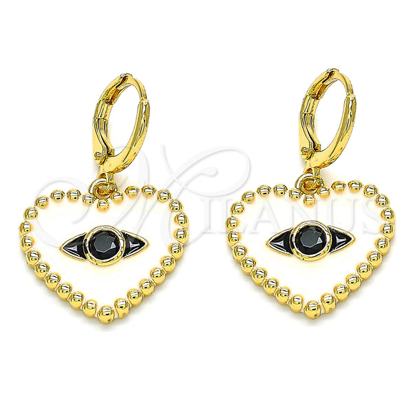Gold Filled Ring — Dangle Earring Heart and Evil Eye Design with — main product view — SKU 134911 | Oro Laminado anillo — Dangle Earring corazón and Evil Eye diseño with — SKU 134911