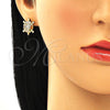 Oro Laminado Stud Earring, Gold Filled Style Turtle Design, with Multicolor Micro Pave, Polished, Golden Finish, 02.210.0413.1
