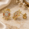 Oro Laminado Stud Earring, Gold Filled Style Turtle Design, with Multicolor Micro Pave, Polished, Golden Finish, 02.210.0413.1