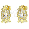 Oro Laminado Stud Earring, Gold Filled Style Turtle Design, with White Cubic Zirconia, Polished, Golden Finish, 02.210.0414