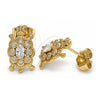Oro Laminado Stud Earring, Gold Filled Style Turtle Design, with White Cubic Zirconia, Polished, Golden Finish, 02.210.0414
