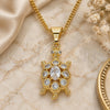 Oro Laminado Pendant Necklace, Gold Filled Style Turtle Design, with White Cubic Zirconia, Polished, Golden Finish, 04.210.0051.20 (02 MM Thickness, 20 Inches Length)