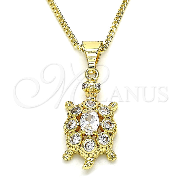 Gold Filled Necklace — Pendant Necklace Turtle Design with White Cubic Zirconia — main product view — SKU 134930 | Oro Laminado collar — Pendant Necklace Turtle diseño with blanco Cubic Zirconia — SKU 134930