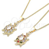 Oro Laminado Pendant Necklace, Gold Filled Style Turtle Design, with White Cubic Zirconia, Polished, Golden Finish, 04.210.0051.20 (02 MM Thickness, 20 Inches Length)