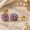 Oro Laminado Stud Earring, Gold Filled Style with Amethyst Crystal, Polished, Golden Finish, 02.63.2707