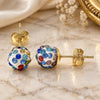 Oro Laminado Stud Earring, Gold Filled Style with Multicolor Crystal, Polished, Golden Finish, 02.63.2707.1