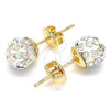 Oro Laminado Stud Earring, Gold Filled Style with Aurore Boreale Crystal, Polished, Golden Finish, 02.63.2707.3