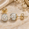 Oro Laminado Stud Earring, Gold Filled Style with Aurore Boreale Crystal, Polished, Golden Finish, 02.63.2707.3