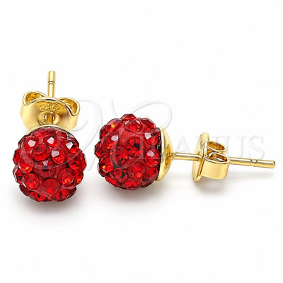 Oro Laminado Stud Earring, Gold Filled Style with Garnet Crystal, Polished, Golden Finish, 02.63.2707.4