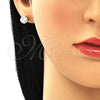 Oro Laminado Stud Earring, Gold Filled Style with White Crystal, Polished, Golden Finish, 02.63.2707.5