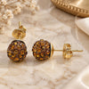 Oro Laminado Stud Earring, Gold Filled Style with Coffee Crystal, Polished, Golden Finish, 02.63.2707.7