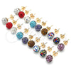 Oro Laminado Stud Earring, Gold Filled Style with Coffee Crystal, Polished, Golden Finish, 02.63.2707.7