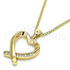 Oro Laminado Pendant Necklace, Gold Filled Style Heart Design, with White Micro Pave, Polished, Golden Finish, 04.342.0026.20 (02 MM Thickness, 20 Inches Length)