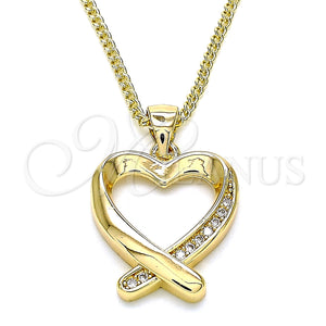 Gold Filled Necklace — Pendant Necklace Heart Design with White Micro Pave — main product view — SKU 134958 | Oro Laminado collar — Pendant Necklace corazón diseño with blanco Micro Pave — SKU 134958