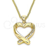 Oro Laminado Pendant Necklace, Gold Filled Style Heart Design, with White Micro Pave, Polished, Golden Finish, 04.342.0026.20 (02 MM Thickness, 20 Inches Length)