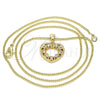 Oro Laminado Pendant Necklace, Gold Filled Style Heart Design, with White Micro Pave, Polished, Golden Finish, 04.342.0042.20 (02 MM Thickness, 20 Inches Length)
