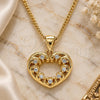 Oro Laminado Pendant Necklace, Gold Filled Style Heart Design, with White Micro Pave, Polished, Golden Finish, 04.342.0042.20 (02 MM Thickness, 20 Inches Length)