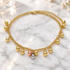Oro Laminado Charm Anklet , Gold Filled Style Ball and Rattle Charm Design, Polished, Tricolor, 03.331.0048.09 (03 MM Thickness, 9 Inches Length)