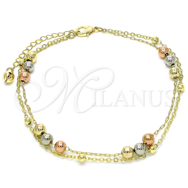 Gold Filled Anklet — Charm Anklet Ball and Rattle Charm Design Polished — main product view — SKU 134994 | Oro Laminado tobillera — Charm Anklet Ball and Rattle Charm diseño pulido — SKU 134994