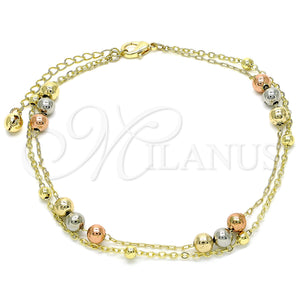 Gold Filled Anklet — Charm Anklet Ball and Rattle Charm Design Polished — main product view — SKU 134994 | Oro Laminado tobillera — Charm Anklet Ball and Rattle Charm diseño pulido — SKU 134994