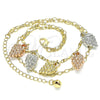 Oro Laminado Charm Anklet , Gold Filled Style Strawberry Design, Polished, Tricolor, 03.331.0053.10 (03 MM Thickness, 10 Inches Length)