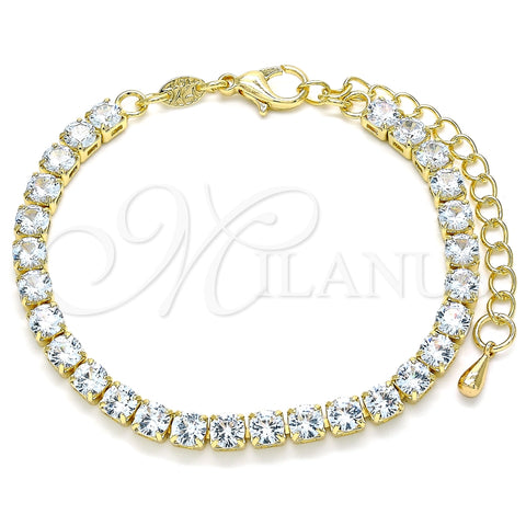 Oro Laminado Tennis Bracelet, Gold Filled Style with White Cubic Zirconia, Polished, Golden Finish, 04.372.0001.08 (05 MM Thickness, 8 Inches Length)