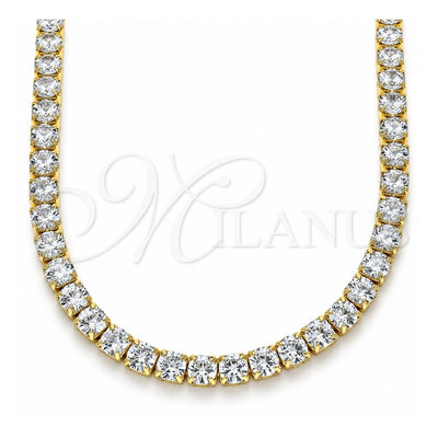 Oro Laminado Fancy Necklace, Gold Filled Style with White Cubic Zirconia, Polished, Golden Finish, 04.372.0001.18 (05 MM Thickness, 18 Inches Length)