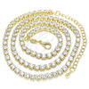 Oro Laminado Fancy Necklace, Gold Filled Style with White Cubic Zirconia, Polished, Golden Finish, 04.372.0001.24 (05 MM Thickness, 24 Inches Length)