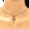 Oro Laminado Pendant Necklace, Gold Filled Style key Design, with Garnet Micro Pave, Polished, Golden Finish, 04.344.0007.1.20 (02 MM Thickness, 20 Inches Length)