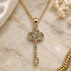 Oro Laminado Pendant Necklace, Gold Filled Style key Design, with Multicolor Micro Pave, Polished, Golden Finish, 04.344.0008.2.20 (02 MM Thickness, 20 Inches Length)