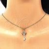 Oro Laminado Pendant Necklace, Gold Filled Style key and Crown Design, with Multicolor Micro Pave, Polished, Golden Finish, 04.344.0009.2.20 (02 MM Thickness, 20 Inches Length)