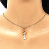 Oro Laminado Pendant Necklace, Gold Filled Style key Design, with White Micro Pave, Polished, Golden Finish, 04.344.0010.20 (02 MM Thickness, 20 Inches Length)