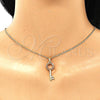 Oro Laminado Pendant Necklace, Gold Filled Style key Design, with Garnet Micro Pave, Polished, Golden Finish, 04.344.0010.1.20 (02 MM Thickness, 20 Inches Length)