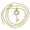 Oro Laminado Pendant Necklace, Gold Filled Style key Design, with Multicolor Micro Pave, Polished, Golden Finish, 04.344.0010.2.20 (02 MM Thickness, 20 Inches Length)
