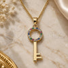 Oro Laminado Pendant Necklace, Gold Filled Style key Design, with Multicolor Micro Pave, Polished, Golden Finish, 04.344.0010.2.20 (02 MM Thickness, 20 Inches Length)