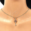 Oro Laminado Pendant Necklace, Gold Filled Style key Design, with Garnet Micro Pave, Polished, Golden Finish, 04.344.0011.1.20 (02 MM Thickness, 20 Inches Length)