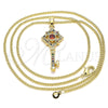 Oro Laminado Pendant Necklace, Gold Filled Style key Design, with Multicolor Micro Pave, Polished, Golden Finish, 04.344.0011.2.20 (02 MM Thickness, 20 Inches Length)