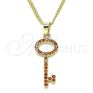 Gold Filled Necklace — Pendant Necklace key Design with Garnet Micro Pave — main product view — SKU 135032 | Oro Laminado collar — Pendant Necklace key diseño with Garnet Micro Pave — SKU 135032