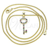 Oro Laminado Pendant Necklace, Gold Filled Style key Design, with Multicolor Micro Pave, Polished, Golden Finish, 04.344.0012.2.20 (02 MM Thickness, 20 Inches Length)