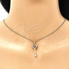 Oro Laminado Pendant Necklace, Gold Filled Style key and Heart Design, with Garnet Micro Pave, Polished, Golden Finish, 04.344.0013.1.20 (02 MM Thickness, 20 Inches Length)