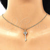 Oro Laminado Pendant Necklace, Gold Filled Style key and Heart Design, with Multicolor Micro Pave, Polished, Golden Finish, 04.344.0013.2.20 (02 MM Thickness, 20 Inches Length)