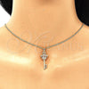 Oro Laminado Pendant Necklace, Gold Filled Style key and Crown Design, with White Micro Pave, Polished, Golden Finish, 04.344.0014.20 (02 MM Thickness, 20 Inches Length)